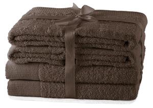 AmeliaHome - Sada bavlněných ručníků hnědý hladké AMARI-2*70x140+ 4*50x100