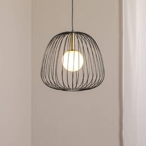 SIGMA Závěsné světlo Bell M, Ø 33 cm, 1 žárovka, černá/zlatá/bílá, stmívatelný, Černá, Obývací pokoj / jídelna, kov, Moderní