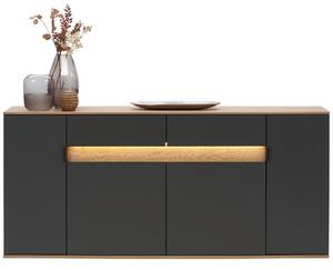 ŠIROKÁ KOMODA, antracitová, barvy dubu, 180,6/82/42 cm Dieter Knoll - Komody z masivu