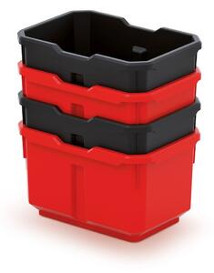 Prosperplast Sada úložných boxů 4 ks TITANIO 15,6 x 11 x 19,5 cm černo-červená