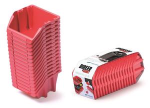 Prosperplast Sada úložných boxů 16 ks BENER 23,4 x 7,7 x 9,2 cm červená
