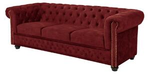 Pohovka CHESTERFIELD 3M 205 CM červená samet Nábytek | Obývací pokoj | Sedací soupravy a pohovky | Pohovky | Pevné