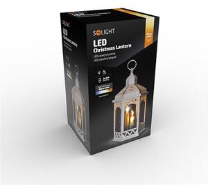 SOLIGHT LED vánoční lucerna bílá, 33cm, 3x LED svíčka, 3x AAA