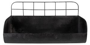Černá antik nástěnná kovová polička - 38*14*20 cm - Clayre & Eef