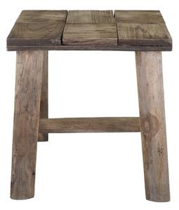 Hnědá dekorační dřevěná lavice se vzorem na sedadle Tanoak - 33*24*33 cm - Chic Antique