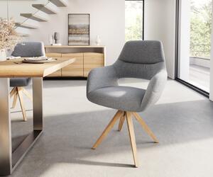 DELIFE Jídelní židle Yago-Flex dřevěná podnož texturovaná tkanina světle šedá