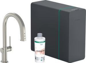 Hansgrohe Aqittura M91, sodaSystem 210, vytahovací výtok, 1jet, sBox, vzhled nerezu, HAN-76836800