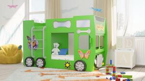Dětská patrová postel Happy Bus zelený 190x90cm