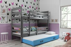 BMS Group Dětská patrová postel s přistýlkou ERYK grafit Velikost postele: 190x80 cm, Barva šuplíku: Modrá