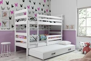 Dětská patrová postel s přistýlkou Eryk 3 | bílá Barva: Bílá / bílá, Rozměr: 160 x 80 cm