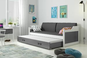 BMS Group Dětská postel s výsuvnou přistýlkou DAVID bílá Velikost postele: 200x90 cm, Barva výplní: Růžová