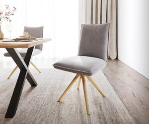DELIFE Jídelní židle Lelio-Flex dřevěná podnož zaoblená samet šedý 180°