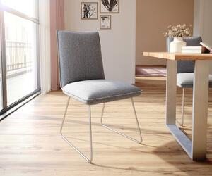 DELIFE Jídelní židle Lelio-Flex tenká podnož z nerezové oceli texturovaná tkanina světle šedá