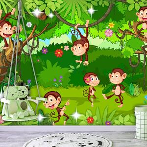 Fototapeta - Opičí triky pro děti 200x140 + zdarma lepidlo