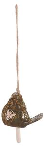 Keramický závěsný zvonek Ptáček, zelená, 13 x 45 x 9 cm