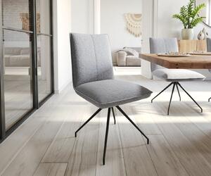 DELIFE Jídelní židle Lelio-Flex křížová podnož zaoblená otočná černá texturovaná tkanina světle šedá
