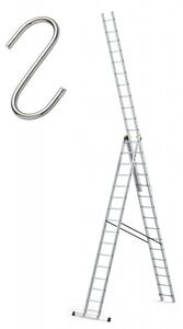 Profesionální žebřík 3x16 hliníkový, 3-dílný, pracovní výška až 11,17 m, FISTAR
