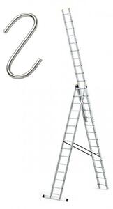 Profesionální žebřík 3x15 hliníkový, 3-dílný, pracovní výška až 10,4 m, FISTAR