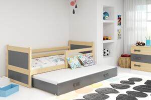 BMS Group Dětská postel s výsuvnou přistýlkou RICO borovice Velikost postele: 190x80 cm, Barva výplní: Grafit