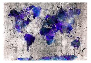 Samolepící fototapeta - Mapa světa: Inkoustové skvrny 98x70