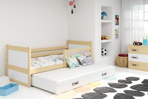 BMS Group Dětská postel s přistýlkou Rico 2 Borovice/bílá 190x80