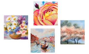 Set obrazů romantické Benátky s květinami