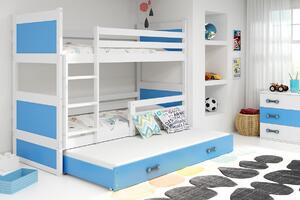 BMS Group Dětská patrová postel Rico 3 - Bílá/modrá - 160x80