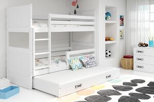 Dětská patrová postel s přistýlkou RICO 3 | bílá 80 x 160 cm Barva: Bílá