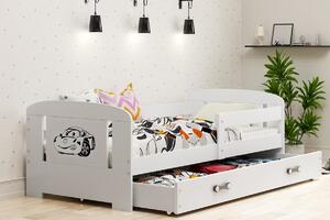 BMS Group Dětská postel se zábronou Filip 160x80 Bílá/autíčko