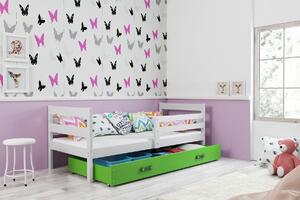 BMS Group Dětská postel s úložným prostorem ERYK bílá Velikost postele: 190x80 cm, Barva šuplíku: Zelená