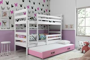 Dětská patrová postel s přistýlkou Eryk 3 | bílá Barva: bílá / růžová, Rozměr: 160 x 80 cm