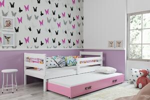 BMS Group Dětská postel s výsuvnou přistýlkou ERYK bílá Velikost postele: 190x80 cm, Barva šuplíku: Růžová