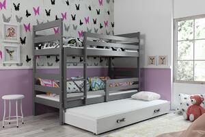 BMS Group Dětská patrová postel s přistýlkou ERYK grafit Velikost postele: 200x90 cm, Barva šuplíku: Modrá