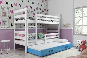 BMS Group Dětská patrová postel s přistýlkou ERYK bílá Velikost postele: 190x80 cm, Barva šuplíku: Modrá