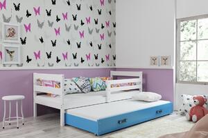 BMS Group Dětská postel s výsuvnou přistýlkou ERYK bílá Velikost postele: 190x80 cm, Barva šuplíku: Modrá