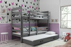 BMS Group Dětská patrová postel s přistýlkou ERYK grafit Velikost postele: 160x80 cm, Barva šuplíku: Grafit