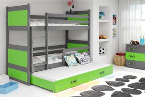 BMS Group Dětská patrová postel Rico 3 - Grafit/zelená - 160x80