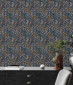 A.S. Création | Vliesová tapeta na zeď Attractive 2 38847-4 | 0,53 x 10,05 m | modrá, černá, žlutá, šedá