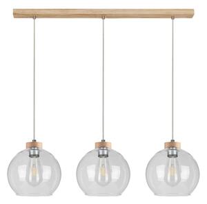 Závěsné svítidlo LAGUNA, 3xMax.60W, transparentní skleněné stínítko, olejovaný dub