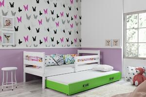 BMS Group Dětská postel s výsuvnou přistýlkou ERYK bílá Velikost postele: 190x80 cm, Barva šuplíku: Zelená