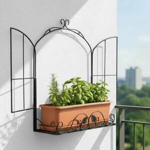 DanDiBo Bylinková police na balkon, venkovní, nástnná, odolná proti povtrnostním vlivm, erná, kovová, 50 cm, závsná, balkonová police, police na koení, police na rostliny, nástnný koík