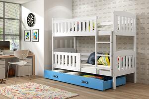 BMS Group Dětská patrová postel s úložným prostorem KUBUS bílá Velikost postele: 190x80 cm, Barva šuplíku: Modrá