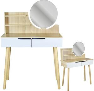 Toaletní stolek SCANDI 2 se zrcadlem naturální / bílý