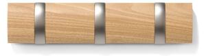 Umbra, Dřevěný věšák na zeď Flip 3 s kovovými háčky | přírodní