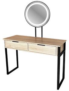 Toaletní stolek BEAUTY se zrcadlem a LED osvětlením naturální / černý