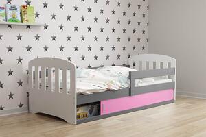 BMS Group Dětská postel s úložným prostorem (s posuvnými dvířky) CLASSIC 160x80 grafit Barva výplně dvířek: Růžová