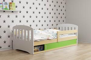 BMS Group Dětská postel s úložným prostorem (s posuvnými dvířky) CLASSIC 160x80 borovice Barva výplně dvířek: Zelená