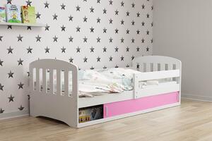 BMS Group Dětská postel s úložným prostorem (s posuvnými dvířky) CLASSIC 160x80 bílá Barva výplně dvířek: Růžová