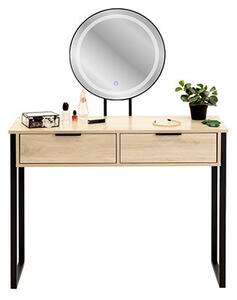 Toaletní stolek BEAUTY se zrcadlem a LED osvětlením naturální / černý