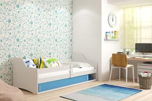 BMS Group Dětská postel s úložným prostorem (s posuvnými dvířky) SOFIX 160x80 bílá Barva výplně dvířek: Modrá
